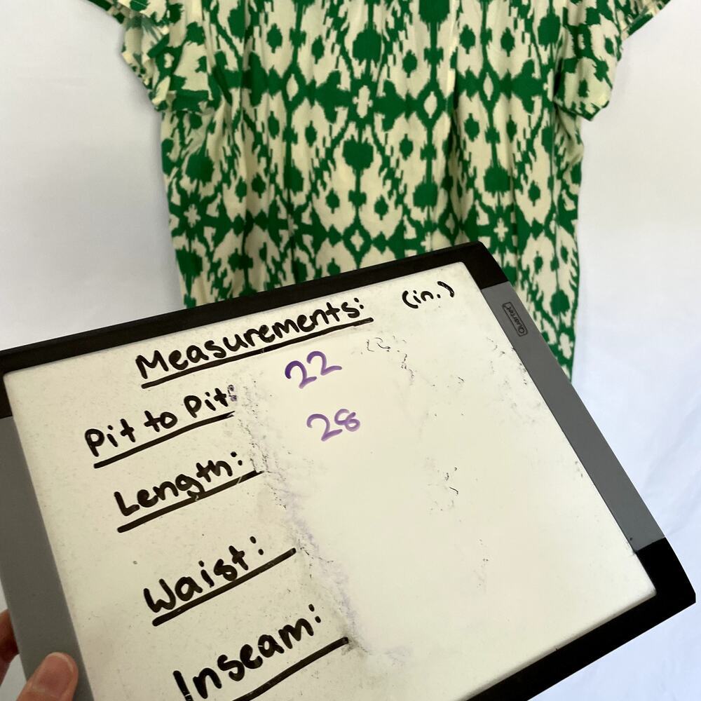Kavu green yellow short sleeved summer blouse women's size medium crossover back - Picture 6 of 6